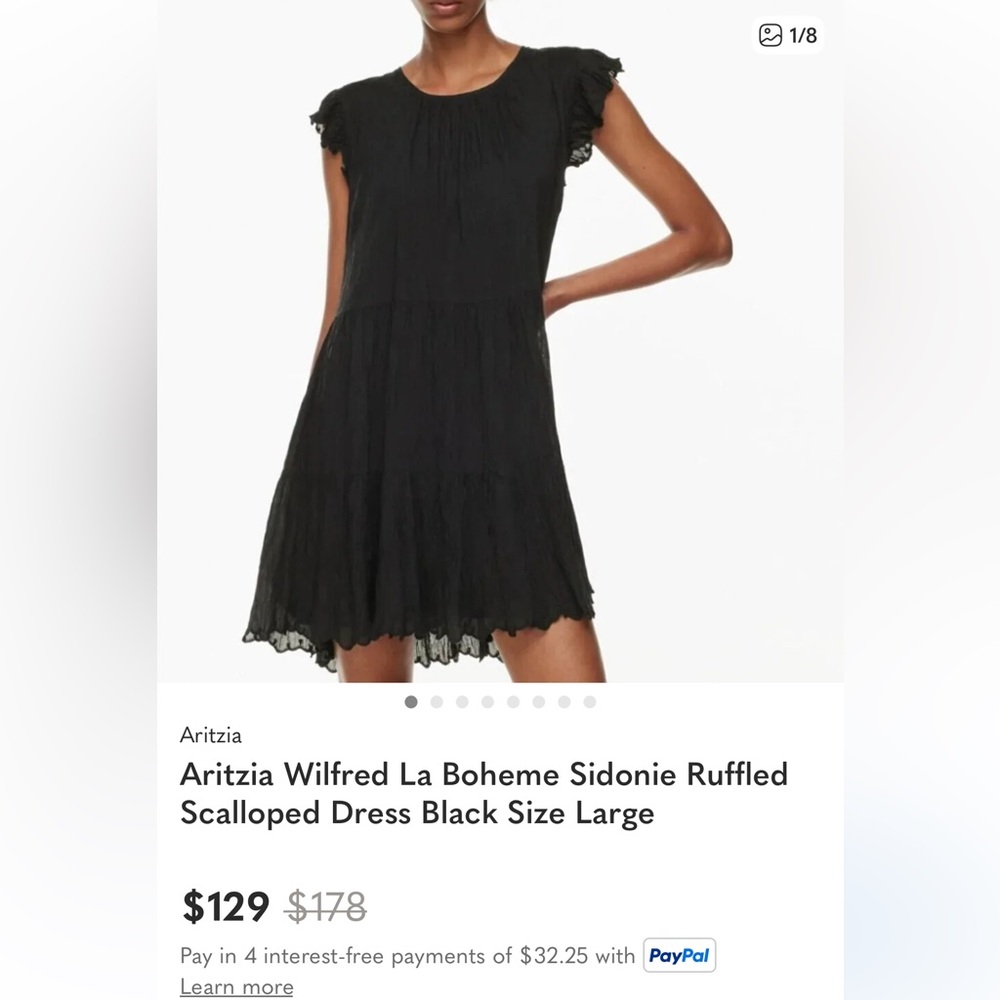 Aritzia Wilfred NWOT La Boheme Sidonie Ruffled Scalloped Mini Dress (Medium) - Picture 13 of 15